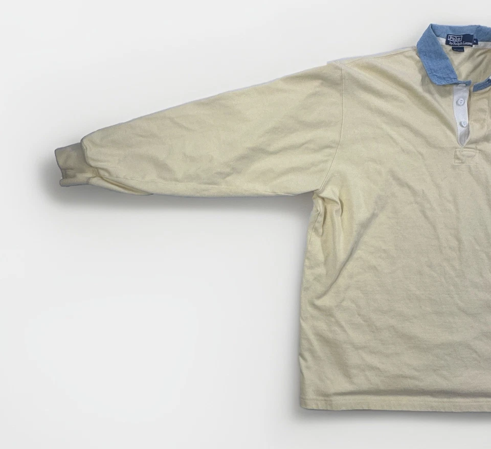Vintage Polo Ralph Lauren Yellow Shirt Mens XL Heavyweight Long Sleeve Preppy - Image 2 of 4