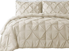 3 Pcs 800 Thread Count Pinch Duvet Cover 100 Egyptian Cotton Super King Ivory