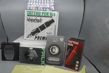 Wormhole Tattoo Kit Tattoo Pen Kit Rotary Tattoo Machine Kit with Power Supply