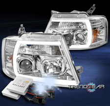 For 2004-2008 Ford F-150 Led Tube Projector Headlights Lamps Chrome W8000k Hid