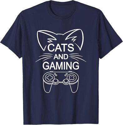 Cats and Gaming Funny Cat Lover Theme Gaming Gift Unisex T-Shirt