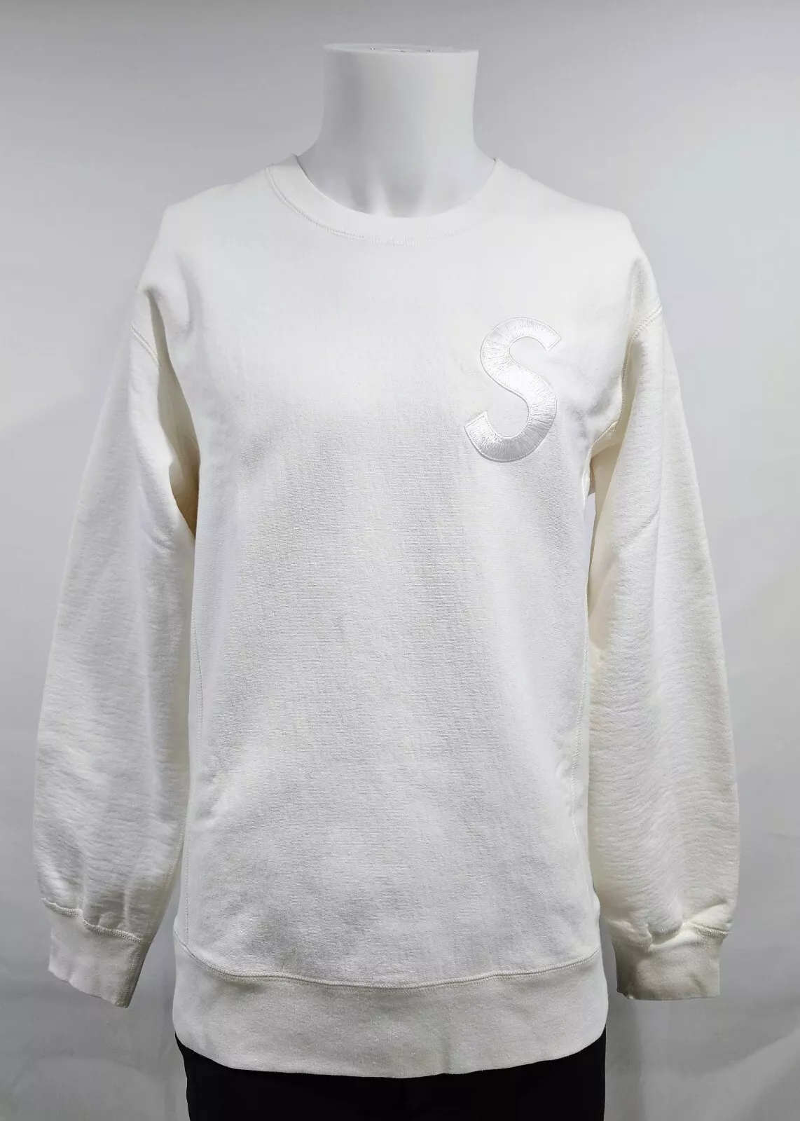 Supreme S Logo Crewneck blanc FW16   Grand authentique 2016