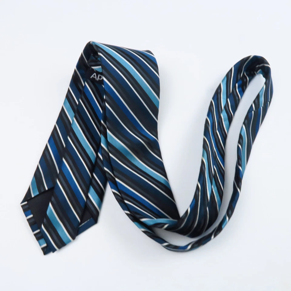 Apt. 9 Mens Neck Tie Blue Striped Preppy Classy Office 59"x3" Narrow  - Image 4 of 4