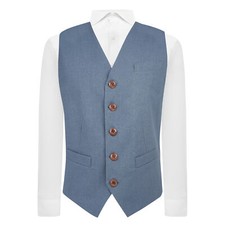 Airforce Blue Linen Waistcoat