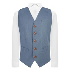 Airforce Blue Linen Waistcoat