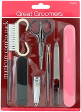 Nail Manicure set: Brush Cuticle Trimmer Scissors  Pusher / Clip /File + Boards