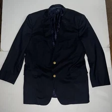 Brooks Brothers 1818 Regent Vitale Barberis Navy Blue Jacket Gold Button Logo 43