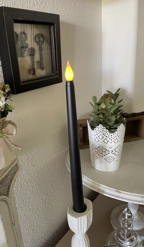 Flameless Taper Candles LED Light Flickering Battery Op Halloween Black Set Of 6 - Picture 9 of 10