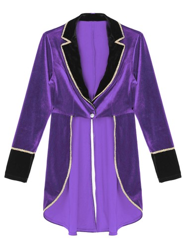Womens Velvet Long Sleeve Tailcoat Lapel Blazers Jacket Halloween Costume - Picture 43 of 56