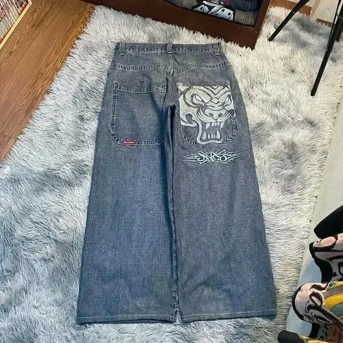 Unisex JNCO Hip-Hop Baggy Freizeit Skateboard Denim Retro weites Bein Hose Jeans - Bild 4 von 36