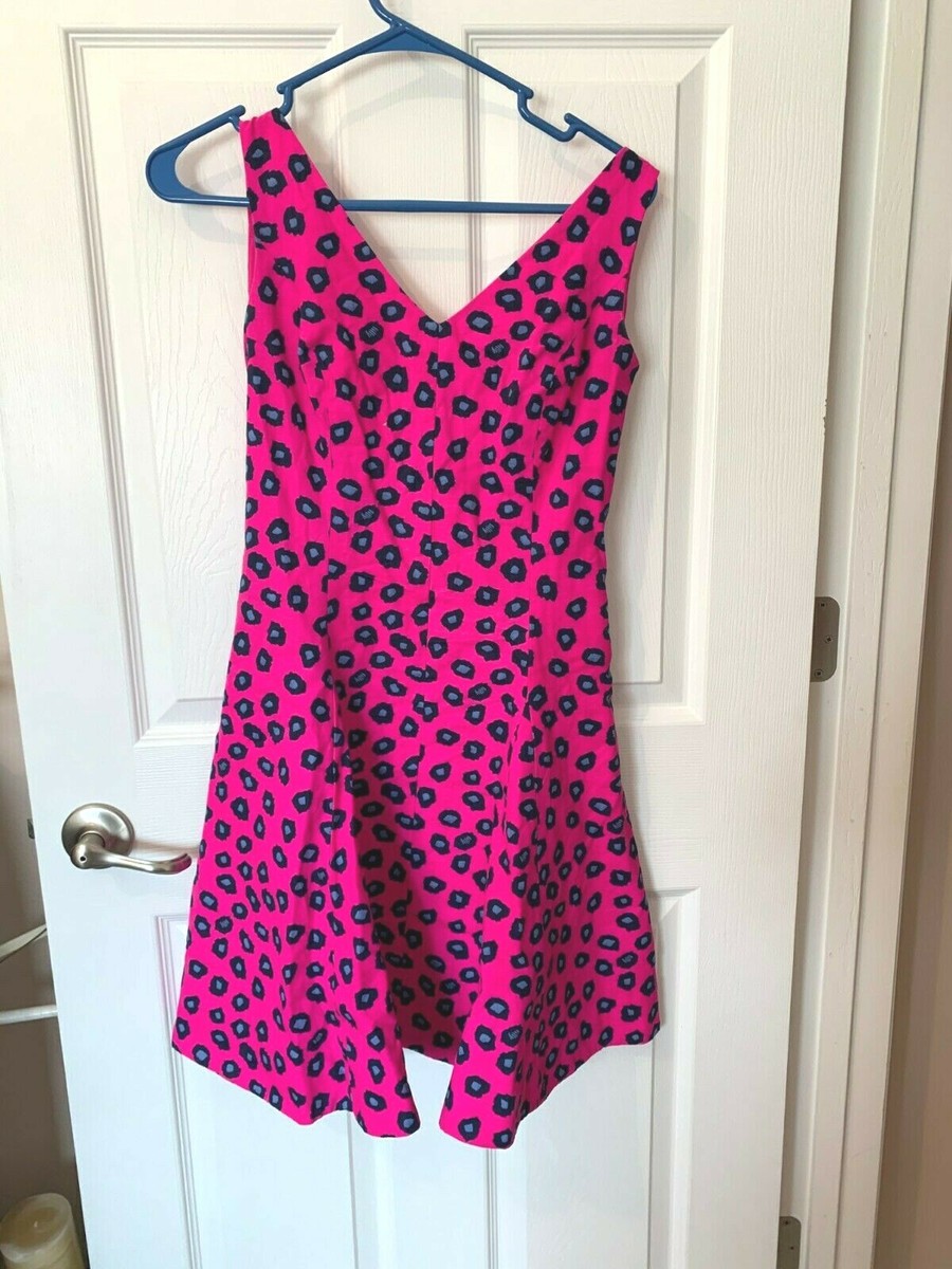 lilly pulitzer neon pink dress LILLY PULITZER DRESS HOT PINK WITH NAVY DOTS COCKTAIL JUNIOR 2