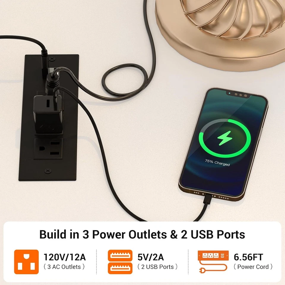 Cajonera con Perchero y Tomas de corriente y Luz LED,5 Cajones Cómoda Foto 3 de 4