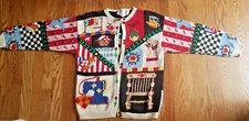 The Eagle's Eye Vintage Christmas Knit Sweater Women's Medium 1990 Patriotic