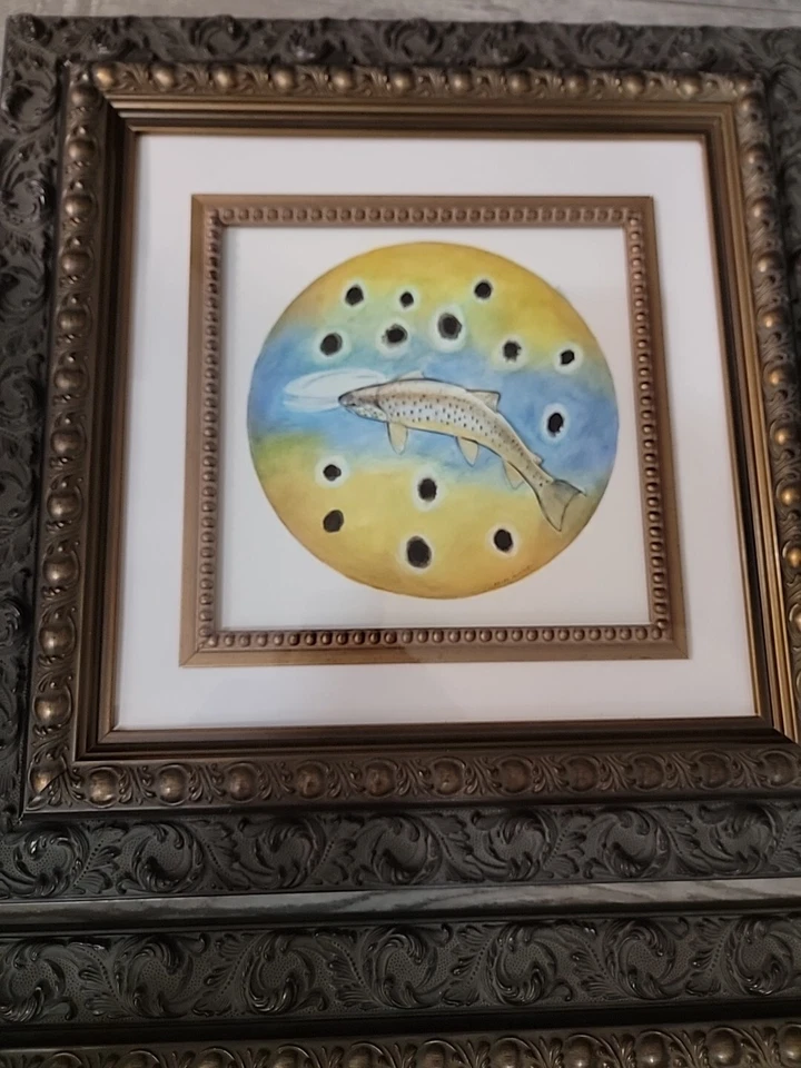 Juego 4 arte acuarela original Charles Jardine hecho para carrete Hardy Perfect 150th Foto 4 de 4