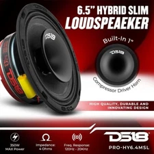 DS18 PRO-HY6.4MSL 6.5" Shallow Car Mid-Range Loudspeaker Built-in Driver Speaker