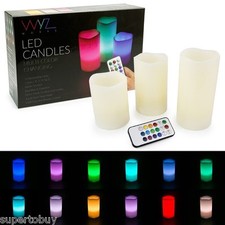 3-Pack LED Flameless 4" 5" 6" Flickering Flameless Candles 12-Color w/ Remote