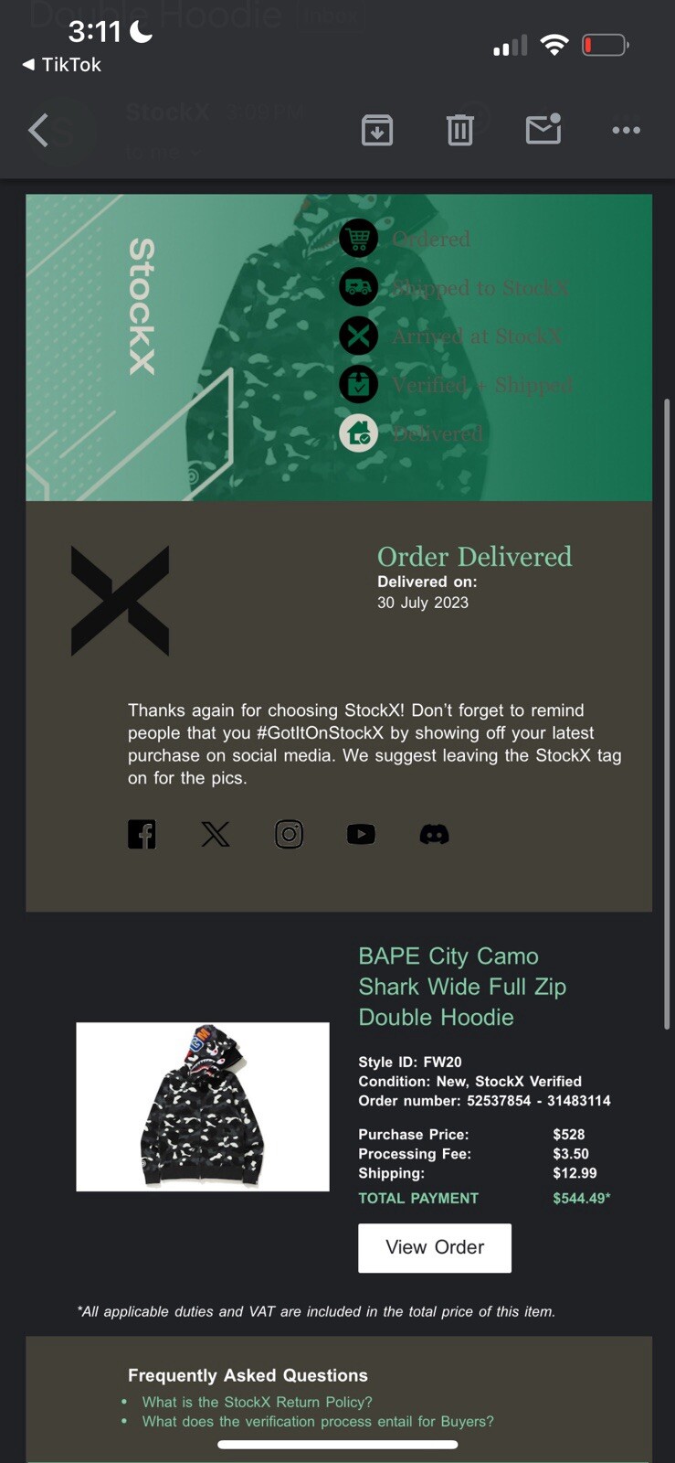 BAPE City Camo Shark Wide Full ZipDouble Hoodi Size L