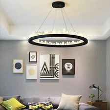 K9 Crystal Ring Hanging Lamp Round LED Chandelier Pendant Ceiling Light Circular