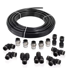 Air Line Tubing Kit 3/8'' OD 50ft Nylon Hose 1/2'' NPT Push to Connect Fittings