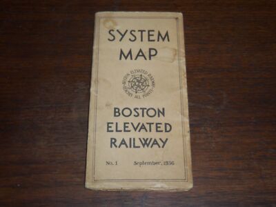 1936 SEPTEMBER BOSTON ELEVATED RAILWAY SYSTEM MAP - TERMINAL NUMBERS - K 1196
