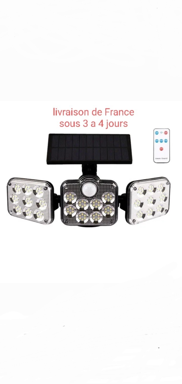 Projecteur solaire 138 LED avec détecteur de mouvement et télécommande sans fil