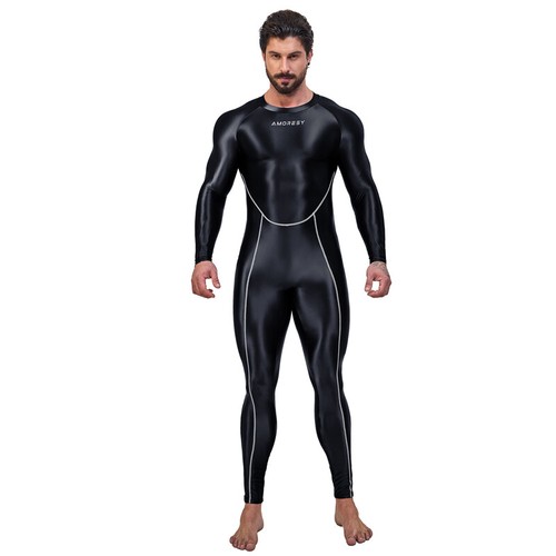 AMORESY Men's Shiny Jumpsuits Tracksuits Cycling Tights Overalls Activewear Sets - Picture 24 of 32