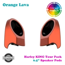 Orange Lava King Tour Pack 6.5" Speaker Pods fit 14+ Harley Touring