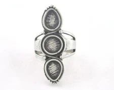 Ring Adjustable Ring Bezel Antique Silver Plated brass  7.5US size 3289