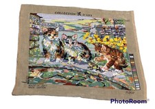 Needlepoint - Completed Square Canvas -cat 58x47cm-012