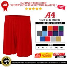 A4 N5283 Mens Polyester Cooling Performance 9" Inseam Moisture Wicking Shorts