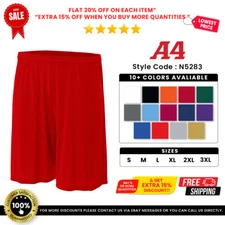 A4 N5283 Mens Polyester Cooling Performance 9" Inseam Moisture Wicking Shorts