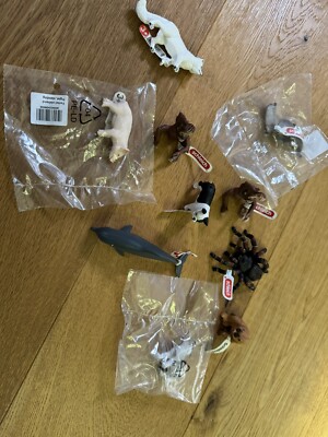 10 SCHLEICH Tiere Konvolut Wolf Schwein , DELFIN NEU mit Fähnchen