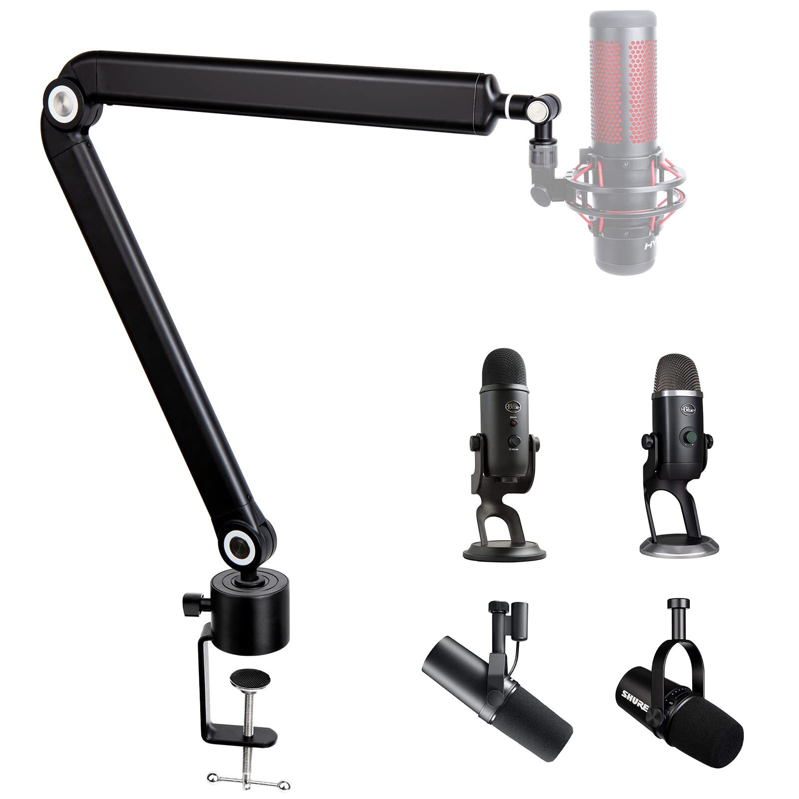 SUNMON Mic Stand Boom Arm - Microphone Arm Compatible with HyperX QuadCast, 3...
