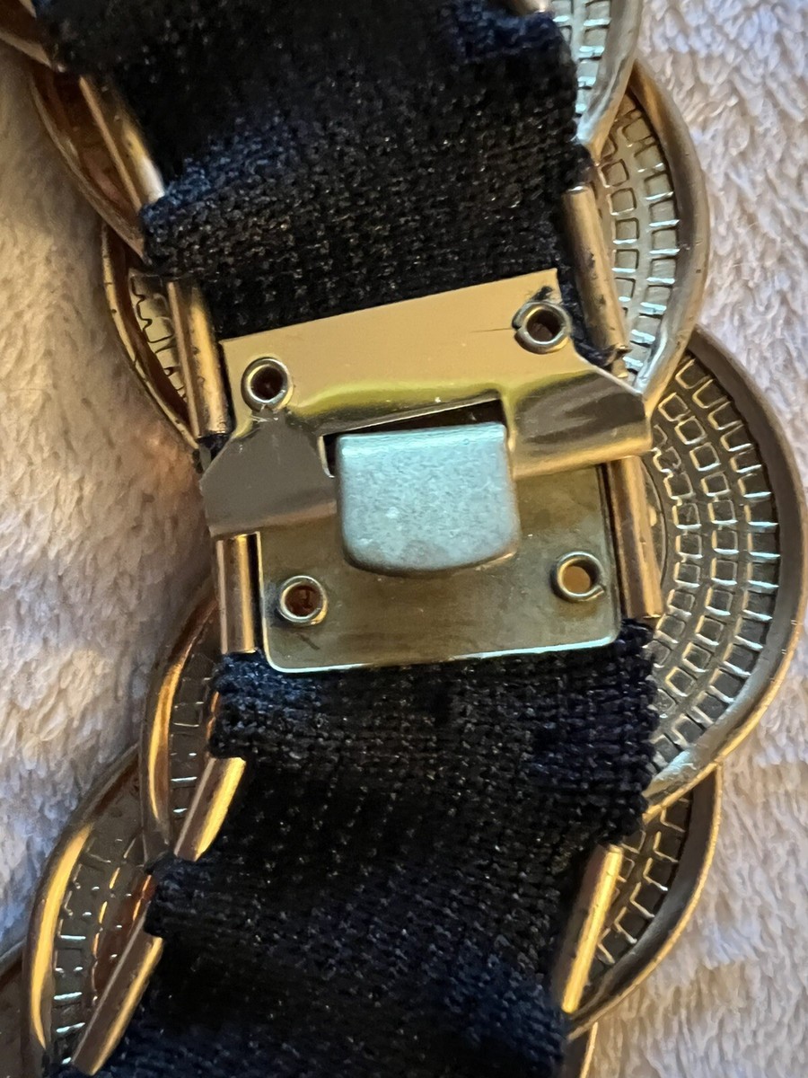 Vtg 80s Metal Coin Stretch Belt Women display picture 3