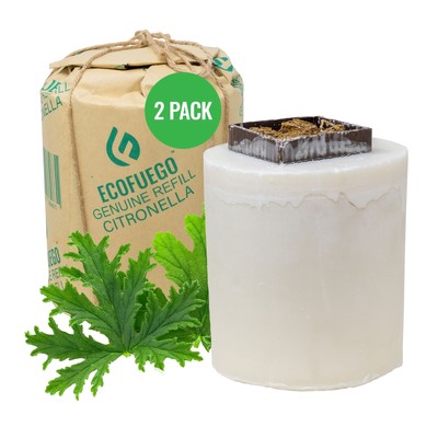 Eco Fuego 2 x 8-Hour Wax Refill for Fire Pit, Citronella (Pack of 2)