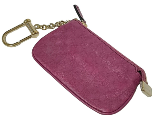Gucci Wallet Coin Purse Case Key Case Keychain Pink Leather Good Condition - Foto 1 di 17