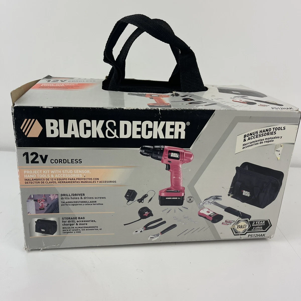 BLACK DECKER Drill Driver 12V Project Kit With Stud Sensor PS12HAK