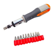 12 pc Ratcheting screwdriver set 11 screwdriver bits RATCHET DRIVER AND BIT SET