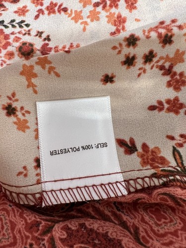 Rose + Olive Women Medium Top Shirt Blouse Button Down Mauve Pink Paisley Floral - Picture 8 of 8