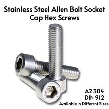 M3-M6  A2 ALLEN CAP SCREWS BOLTS STAINLESS STEEL SOCKET SCREW HEX HEAD DIN 912