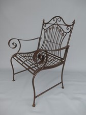 Gartenstuhl Gartenmöbel Eisen Stuhl rustikal braun Antikstil Eisenstuhl