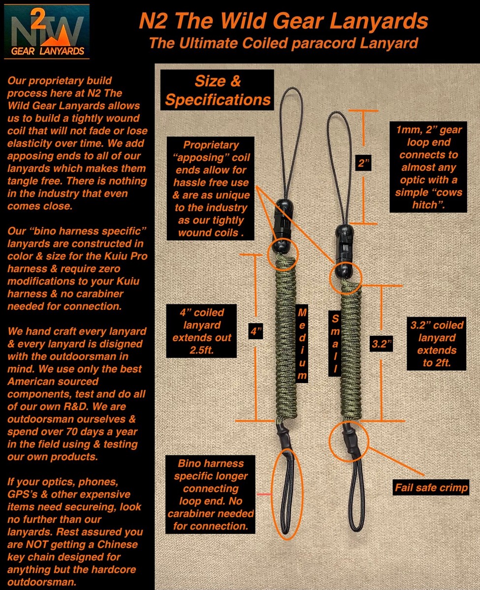 N2 The Wild Gear Lanyard Black Braided Binocular Strap | Paracord Binocular  Lanyard N2 The Wild Gear Rangefinder Tether