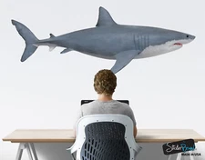 Great White Shark Wall Decal Graphic Sticker Side View Life Size #6084