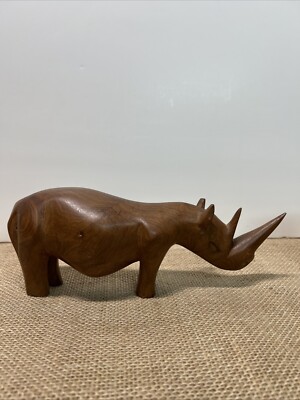 Vintage African Wood Hand Carved Animals 5-Piece Set Kenya 5
