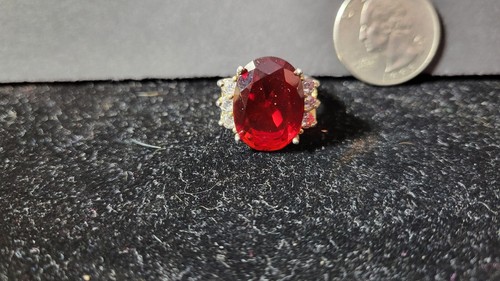 Faux Ruby Diamond 925 Sterling Ring