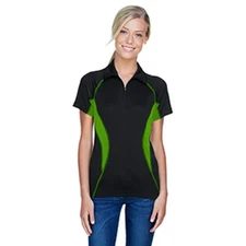 North End Ladies' Serac UTK CoolLogik Zippered Polo - Black/Acid Green - Size M