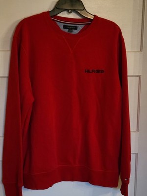 Tommy Hilfiger XL Mens Crewneck Long Sleeve Sweatshirt Pullover Red Classic 