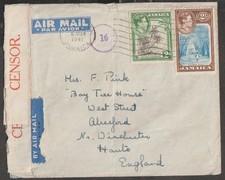 Jamaica 1941 WWII ensored cover to Switerzland