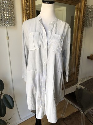 James Person Grau Baumwolle Knopfleisten Hemd Kleid Größe 0
