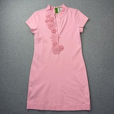 Lilly Pulitzer Dress Womens Medium Pink Clary Polo Short Sleeve Shift Knit